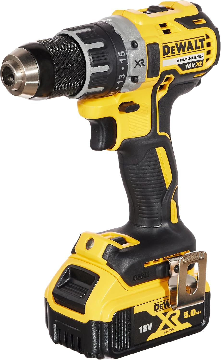 DEWALT, Wiertarko-wkrętarka 18V XR z silnikiem bezszczotkowym + 2x akumulatory 5.0 Ah, DCD791P2
