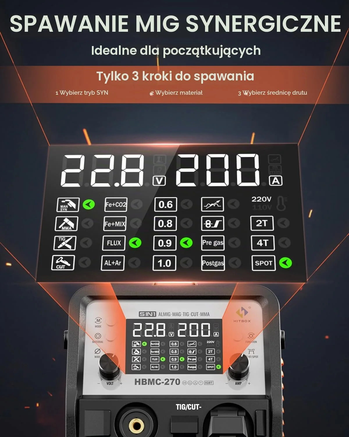 HITBOX Kombinacja Zgrzewarka Przecinarka Plazmowa 200A 230V MIG TIG