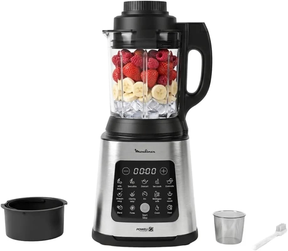 Moulinex Blender grzewczy, 1400 W, 10 automatycznych programów, zdejmowane ostrza, funkcja głębokiego czyszczenia, kosz parowy, Perfectmix Cook LM83SD10, metal
