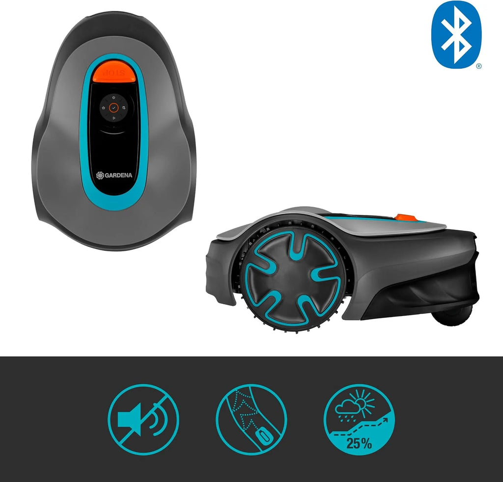 Gardena Robot koszący SILENO minimo 250 m²: inteligentna kosiarka z optymalną łącznością, programowalna przy pomocy aplikacji Gardena Bluetooth®, wersja PL (15201-32)