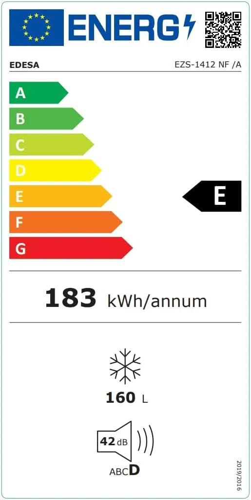 Edesa EZS-1412 WH zamrażarka statyczna wysokość 1,42 m zimna jednorodna regulacja mechaniczna temperatura 5 szuflad duża pojemność 160 l klamka dwustronna biała