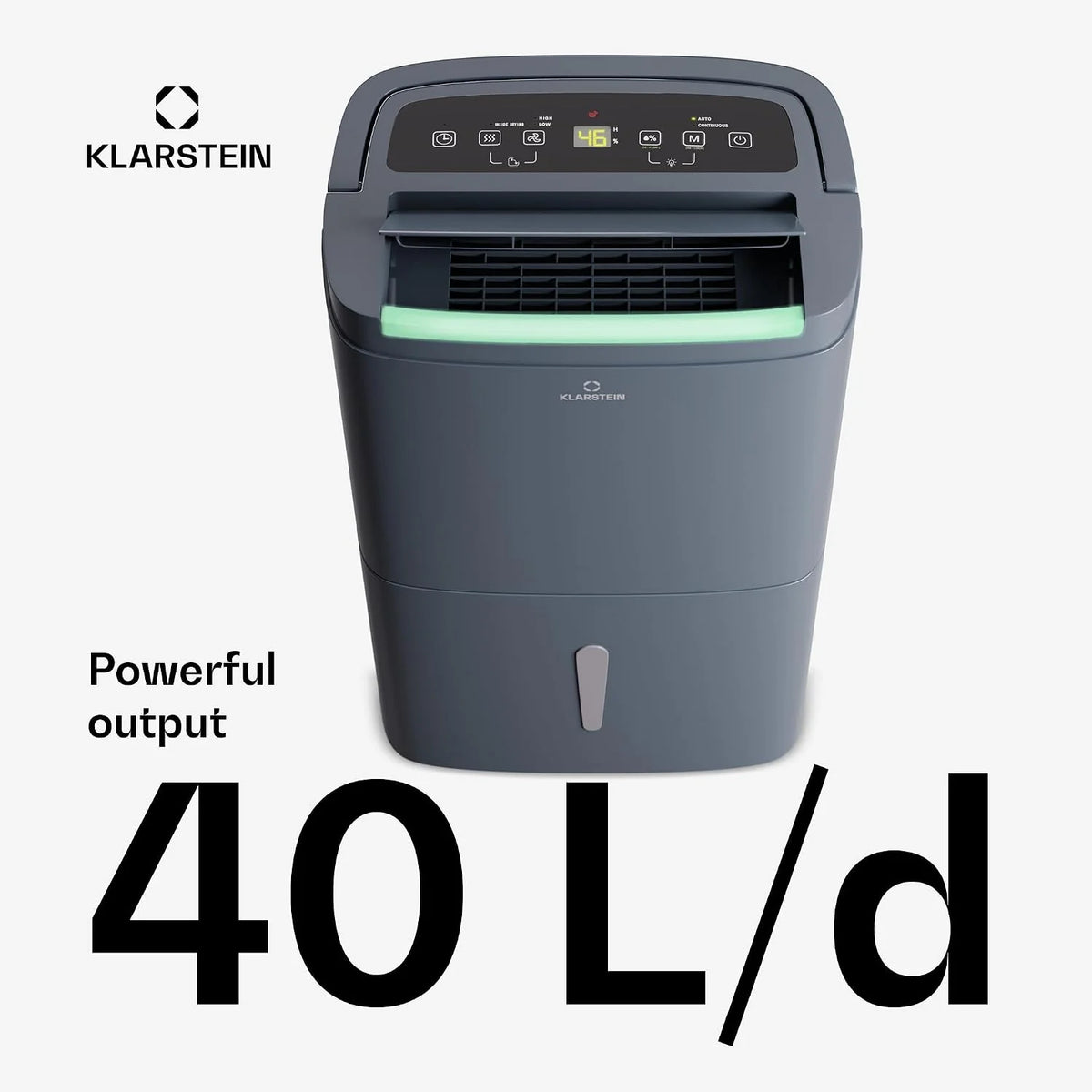 KLARSTEIN Inteligentny osuszacz, duże osuszacze powietrza do domu, cichy osuszacz powietrza o niskiej energii, aplikacja Wifi IoT, brytyjski osuszacz elektryczny, pojemność osuszania 40 l, do