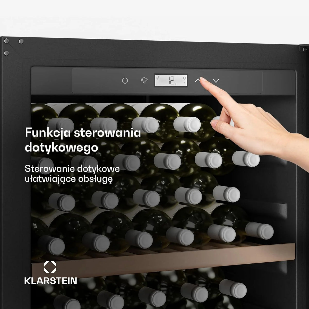 Klarstein CellarMax Lodówka do wina Wolnostojąca - 155 butelek, 5-20 °C, Dotykowe sterowanie, Metalowe drzwi, Drewniane półki, Alarm, Klasa energetyczna E, Duża lodówka do wina