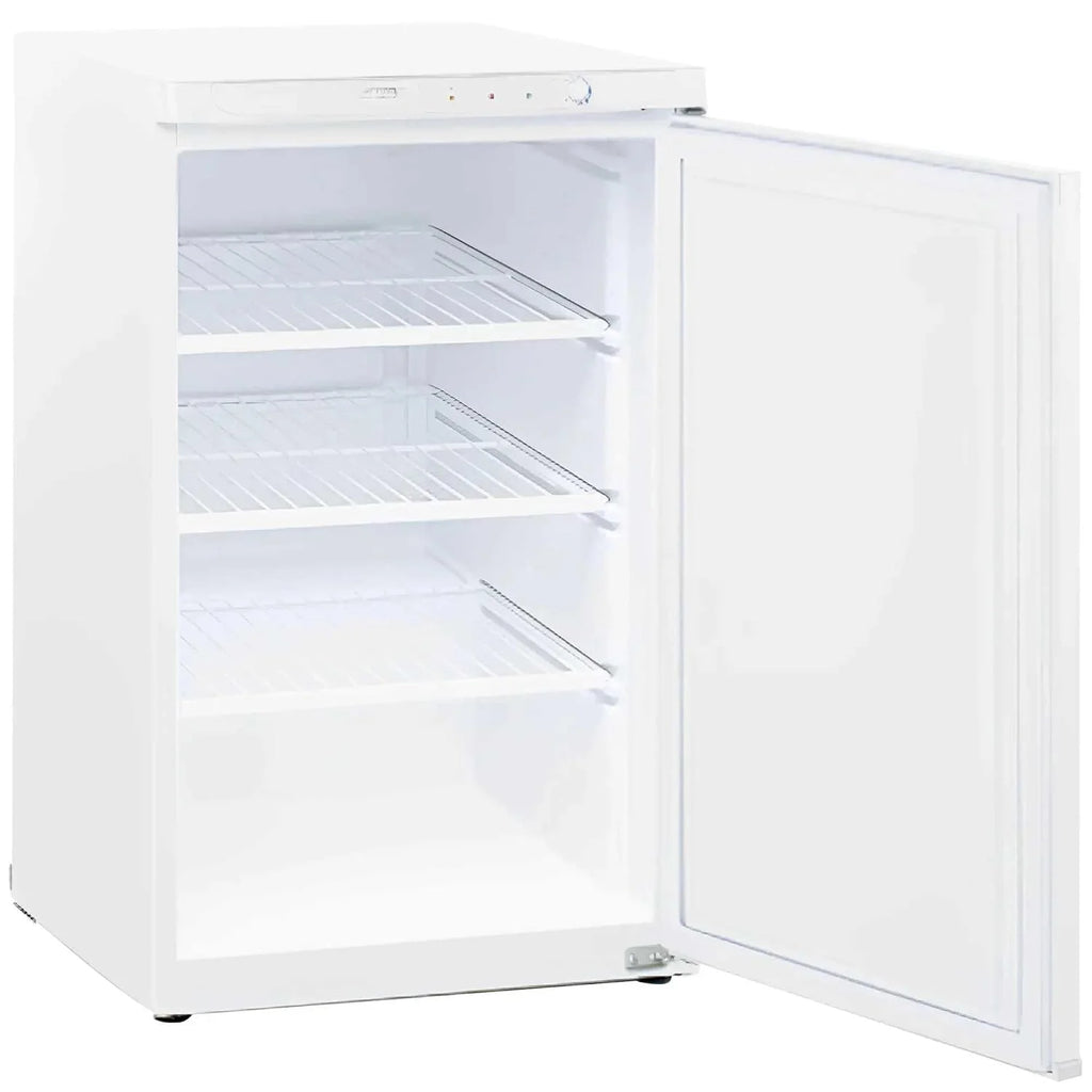 MBH Profesjonalna zamrażarka pionowa 112 l, z 3 półkami do hoteli, kompaktowa zamrażarka z regulowanym termostatem na kubki i jedzenie (540 x 600 x 870 mm)
