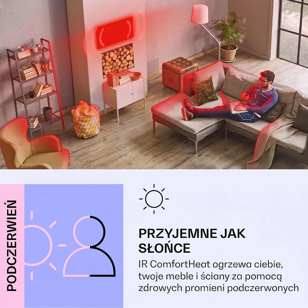 Klarstein Ogrzewanie na podczerwień, ogrzewanie na podczerwień z termostatem, ogrzewanie z wykrywaniem otwartego okna i pilotem zdalnego sterowania, ogrzewanie bez CO2, montaż sufitowy, IP44, 350 W