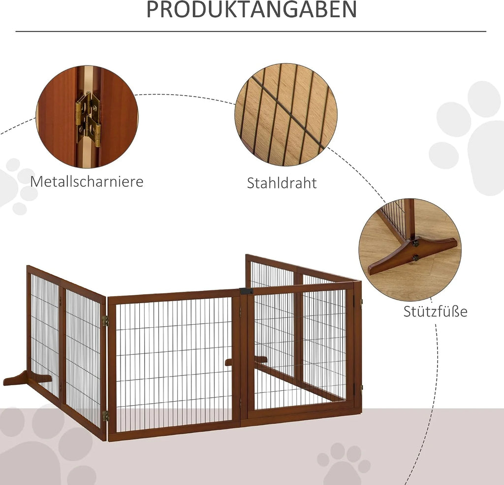 PawHut Brama dla psa regulowana wolnostojąca 70x432 cm Kawa