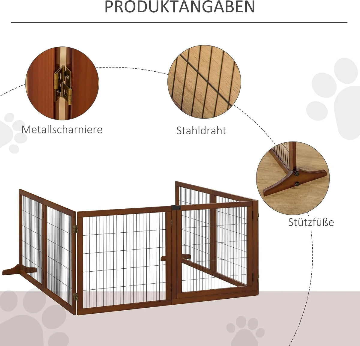 PawHut Brama dla psa regulowana wolnostojąca 70x432 cm Kawa