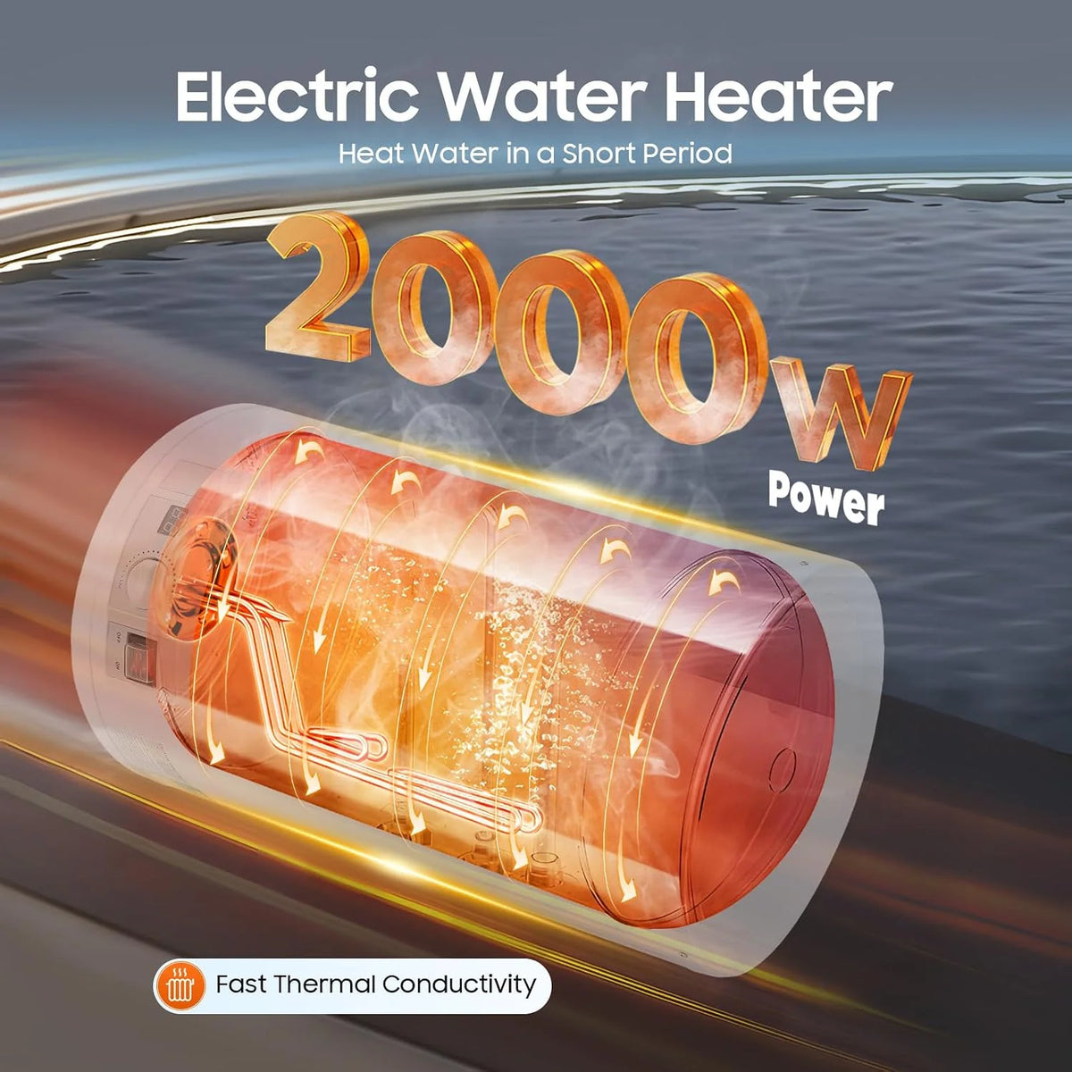 Elektryczny zbiornik ciepłej wody 35 l, 2 kW, 220 V, 0,7 MPa, podgrzewacz wody 25-75 ℃, regulowany podgrzewacz wody IPX4, poziom wodoszczelności z cyfrowym wyświetlaczem LED, słuchawką prysznicową i