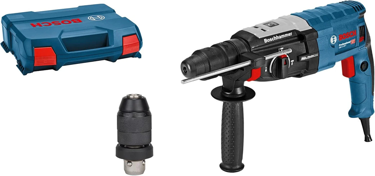 Bosch Professional: młot udarowo-obrotowy GBH 2-28 F (880 W, nominalna prędkość obrotowa 0 – 900 min-1, wymienny uchwyt SDS plus, ogranicznik głębokości, walizka)