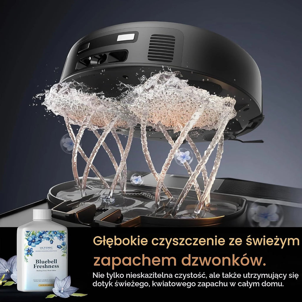 Ultenic MX50 Robot odkurzająco-mopujący 2w1, Automatyczna stacja czyszcząca All-in-One, do 180 min autonomii, Cicha praca ≤60 dB, WiFi/Alexa/Google Home, Do podłóg twardych i dywanów