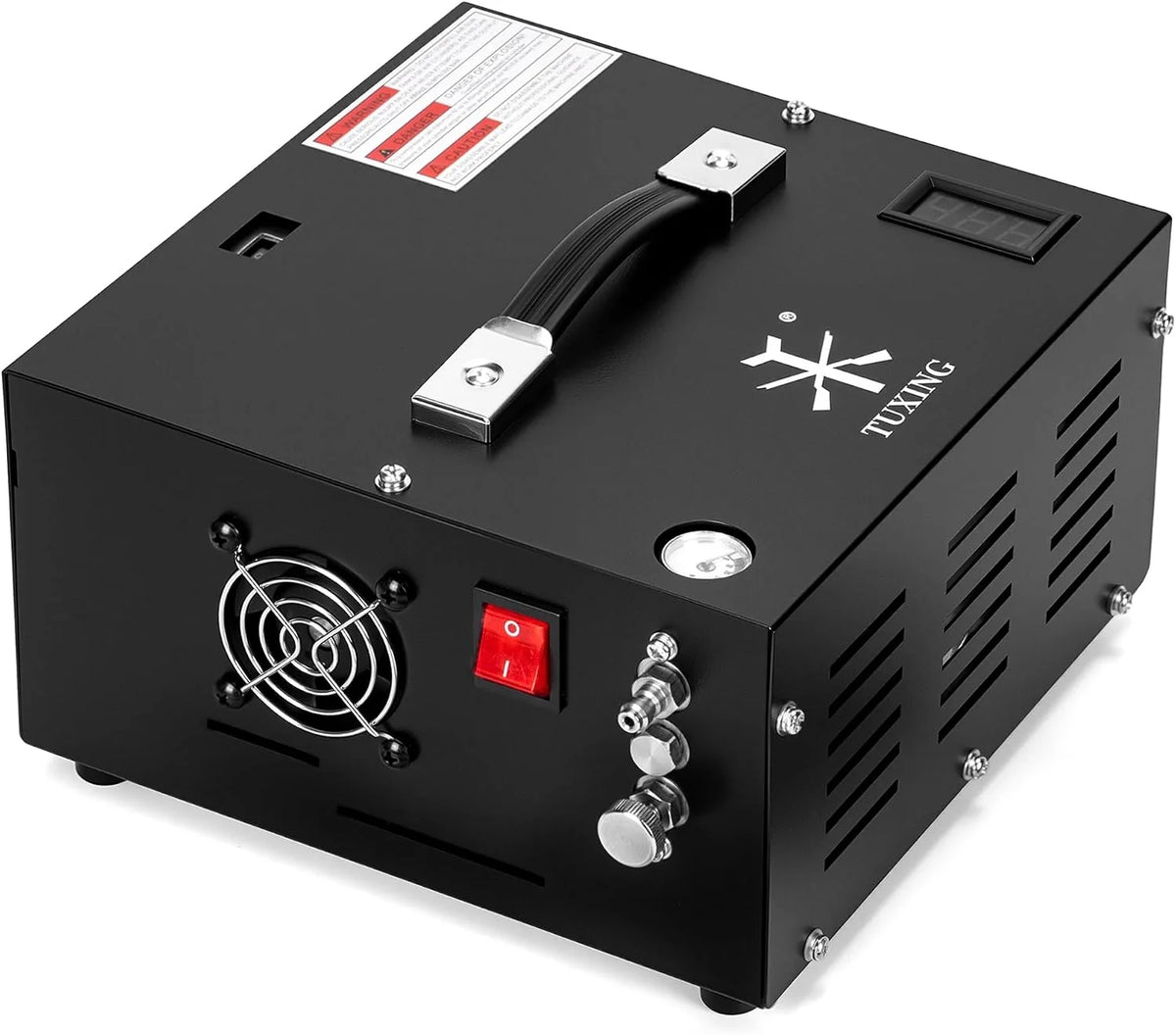 Sprężarka powietrza TUXING Pcp, 4500Psi 30Mpa, bezolejowa/wodna, zasilana samochodem 12 V DC lub domowym 220V AC z adapterem (w zestawie), pompa do wiatrówek i wiatrówek PCP (TXES061)