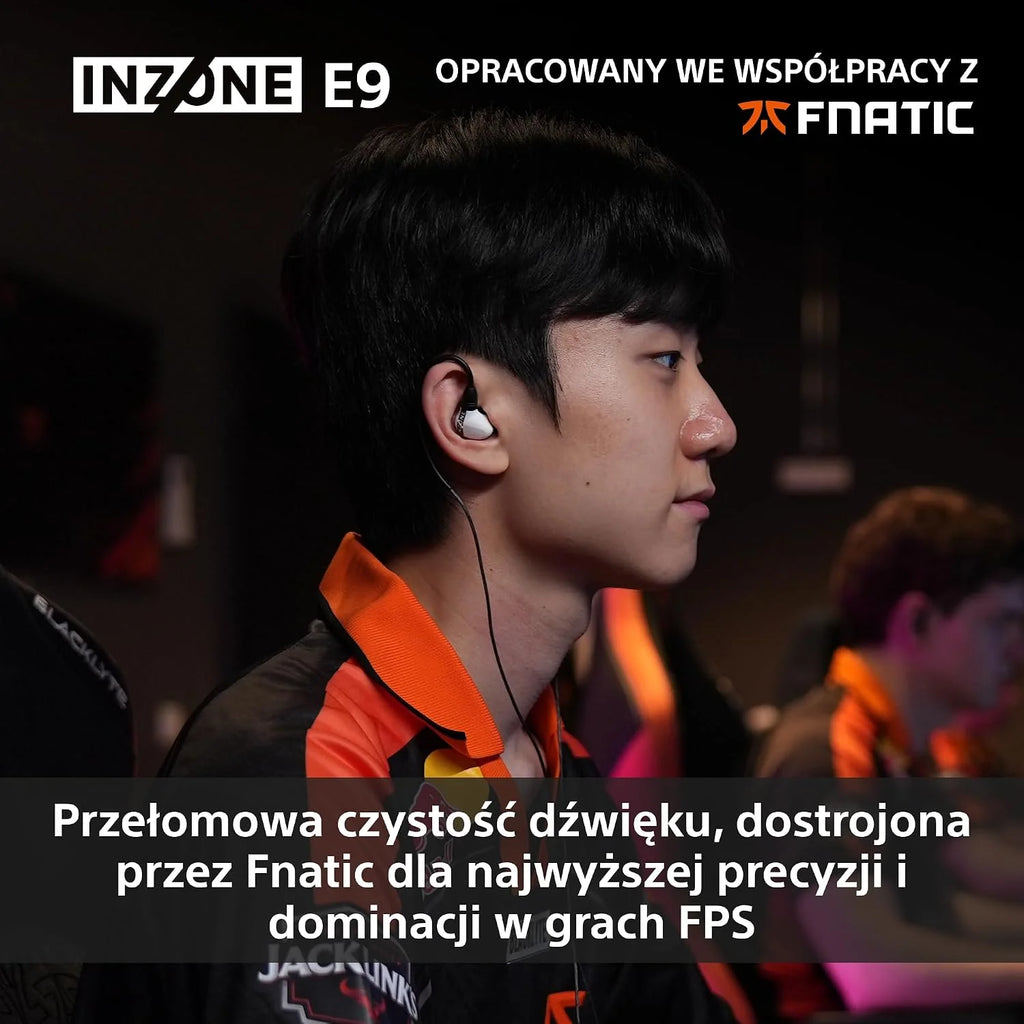 Sony INZONE E9 Słuchawki douszne gamingowe - dostrojone z Fnatic, lekkie, izolacja dźwięku, regulowany korektor, USB-C Audio Box, kabel 1,8 m, futerał, strumieniowanie z PC - czarne