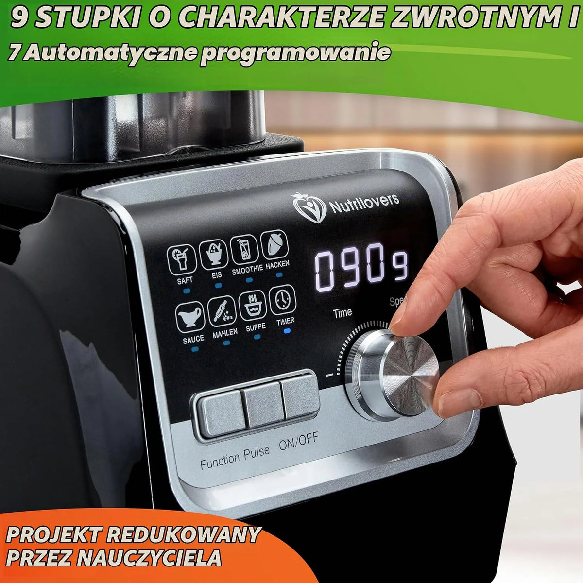 NUTRI-BLENDER MAX+ wysokowydajny blender 2000 W, profesjonalny - 2 l, Tritan, nie zawiera BPA, 9 poziomów, cyfrowy minutnik z książką z przepisami