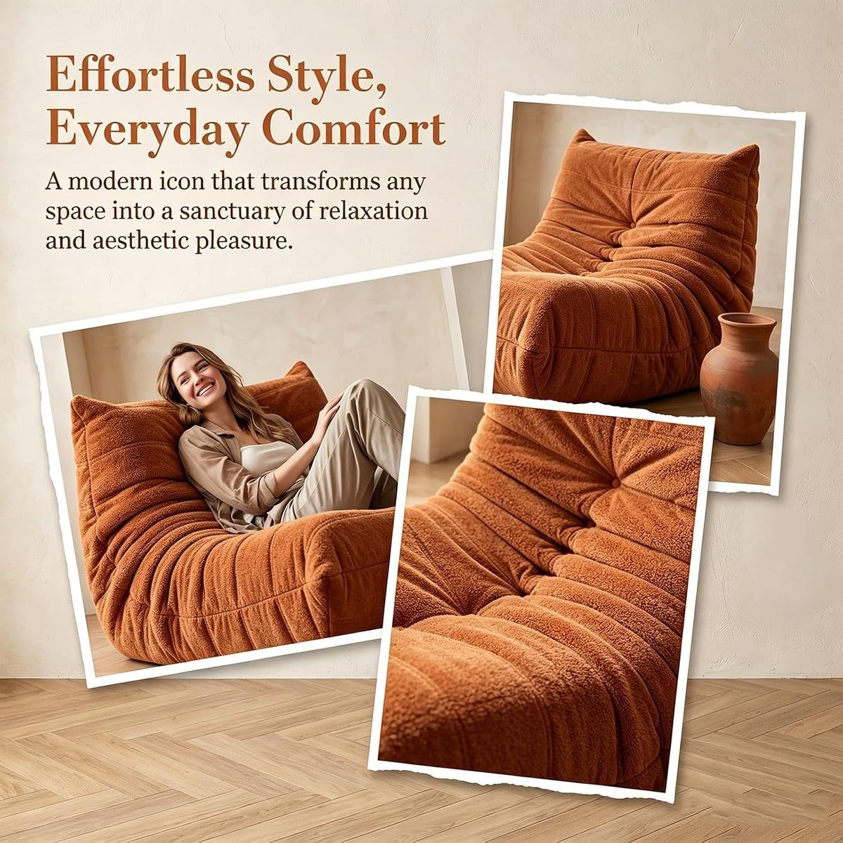 Togo krzesło kominkowe, narożny worek do siedzenia, wygodna kanapa na podłogę, ergonomiczny design, fotel wypoczynkowy, piankowa sofa, do salonu, sypialni, akademika, salonu, biura