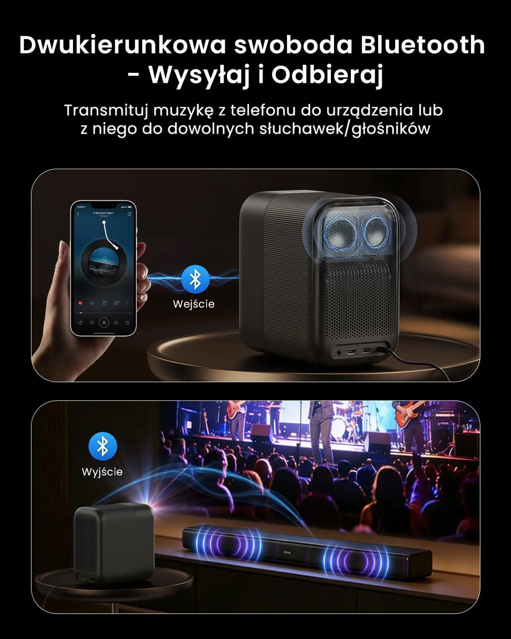 WEMAX Projektor Google TV 1080P Full HD, 500 ISO Lm, Obsługa 4K, MEMC Płynność Ruchu na Mecze 2026, W pełni Uszczelniona Optyka, Autofokus AI, HDR10, Dolby Audio, WiFi 5G, Bluetooth