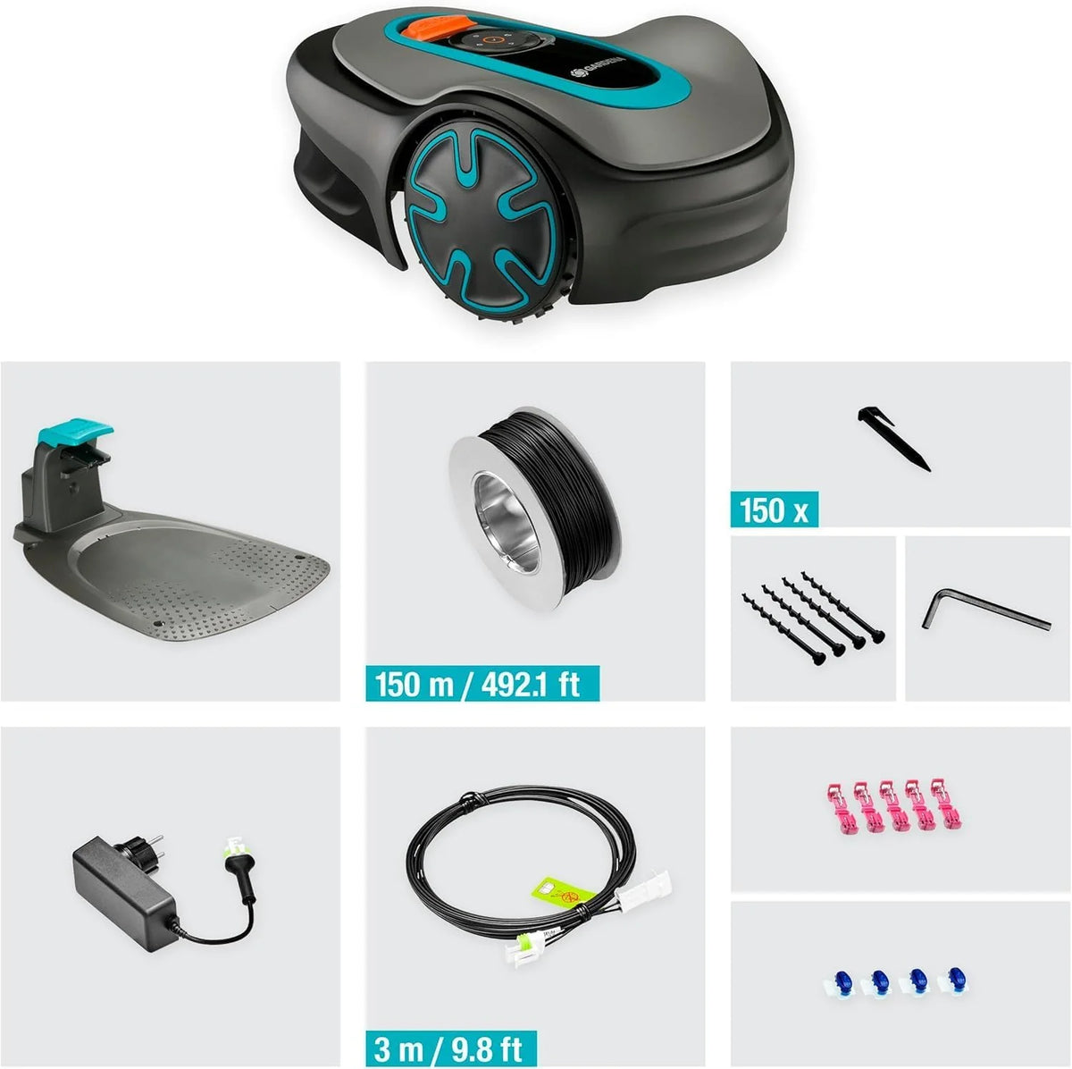 Gardena robot koszący SILENO minimo 350 zestaw: Robot koszący 350 m², sterowany przez aplikację Gardena Bluetooth, wysokość koszenia 20 do 45 mm, SilentDrive 15208-47, 350m