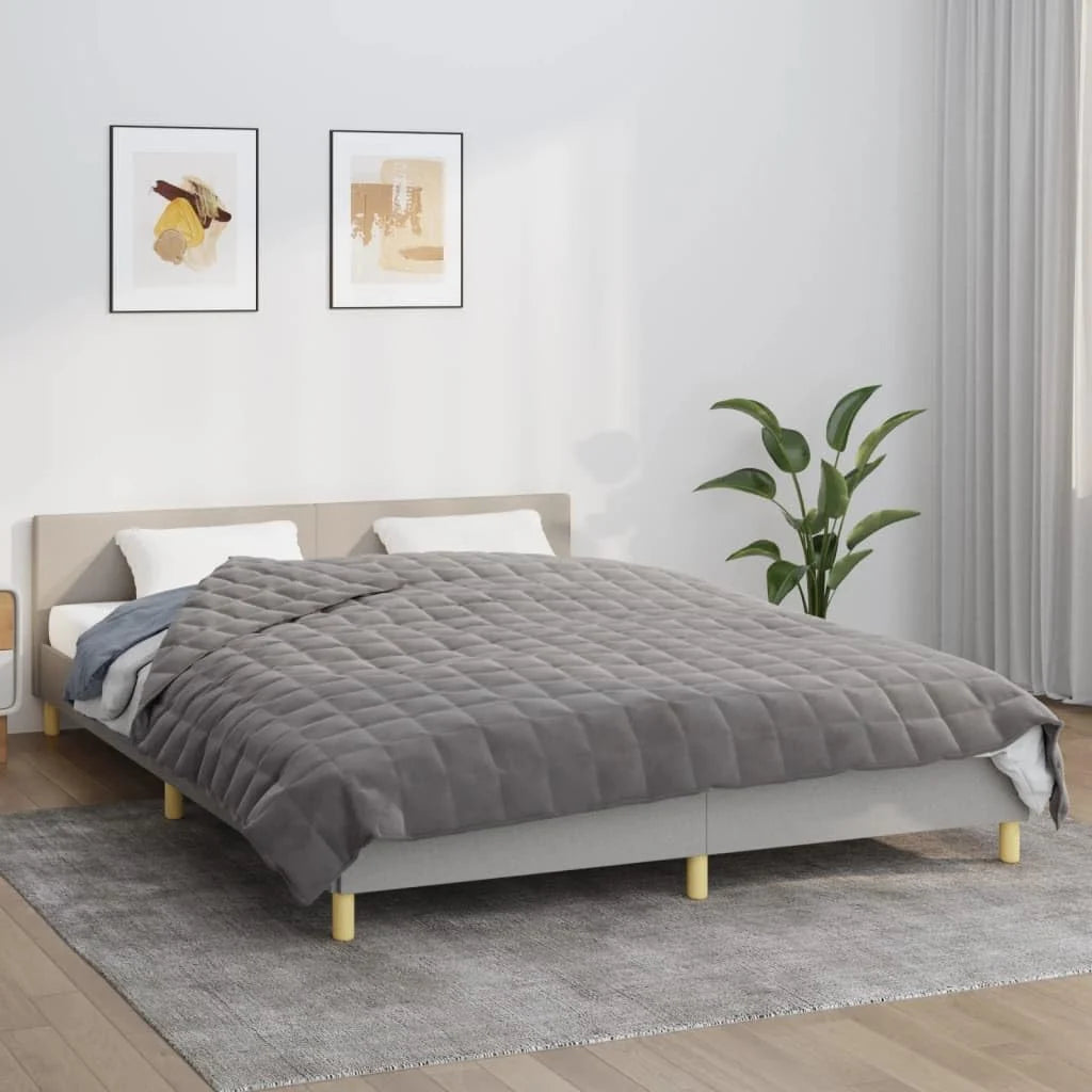 Koc obciążeniowy szary 220 x 240 cm 15 kg materiał z wewnętrznymi szlufkami