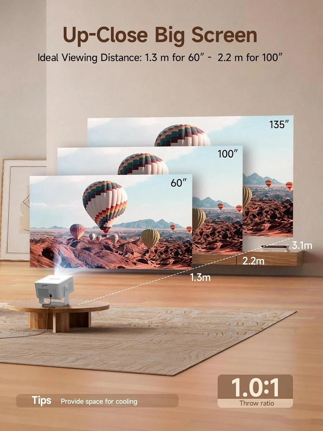 Smart Projektor Przenośny 4K Obsługa Android 14-800 ANSI Natywne 1080P