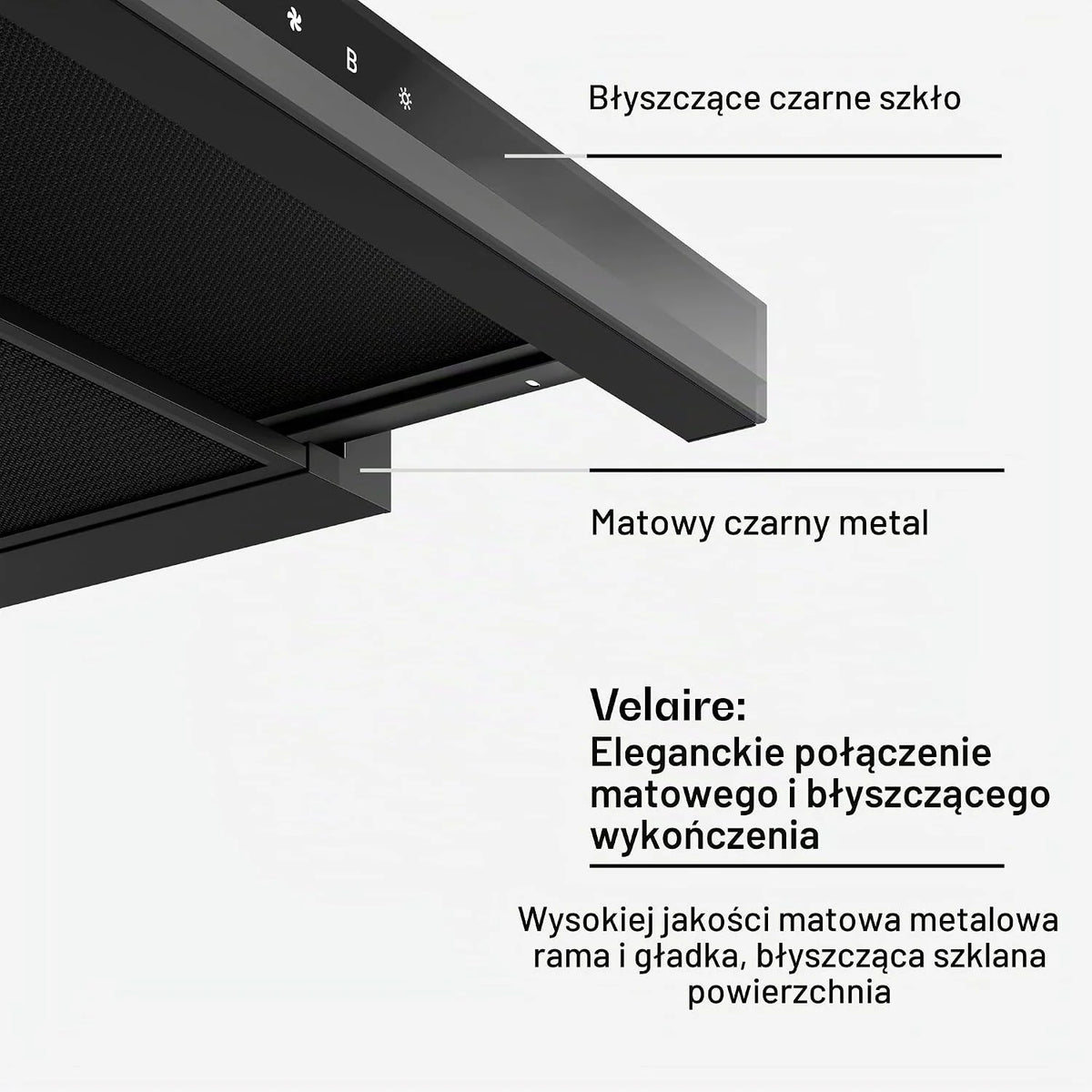 Klarstein Okap kuchenny, Velaire 60cm, podblatowy, rozkładany, 896 m³/h boost, dotykowy, klasa energetyczna A++, LED, cichy, aluminiowy i z filtrem z węglem aktywnym, blatowy kuchnia, czarny