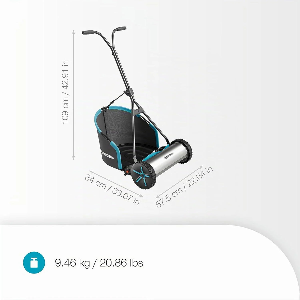 Gardena Ręczna Kosiarka Bębnowa Plus 400 Kosiarki Bębnowe Angielski Trawnik, Szerokość Robocza 40 cm, Brak Przewodu, z Koszem na Trawę, Trawniki do 250 M² (11765-20)