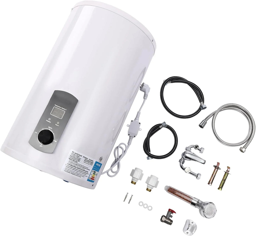 Elektryczny zbiornik ciepłej wody 220 V, zbiornik ścienny, podgrzewacz wody, wskaźnik temperatury, bojler elektryczny 2000 W (biały, 30 l)