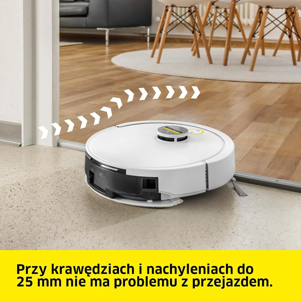 Kärcher robot sprzątający RVC 3, 15 000 Pa, do 130 min pracy, sterowanie przez aplikację, mapowanie, nawigacja laserowa, czujniki upadku, automatyczne ładowanie, do twardych podłóg i dywanów