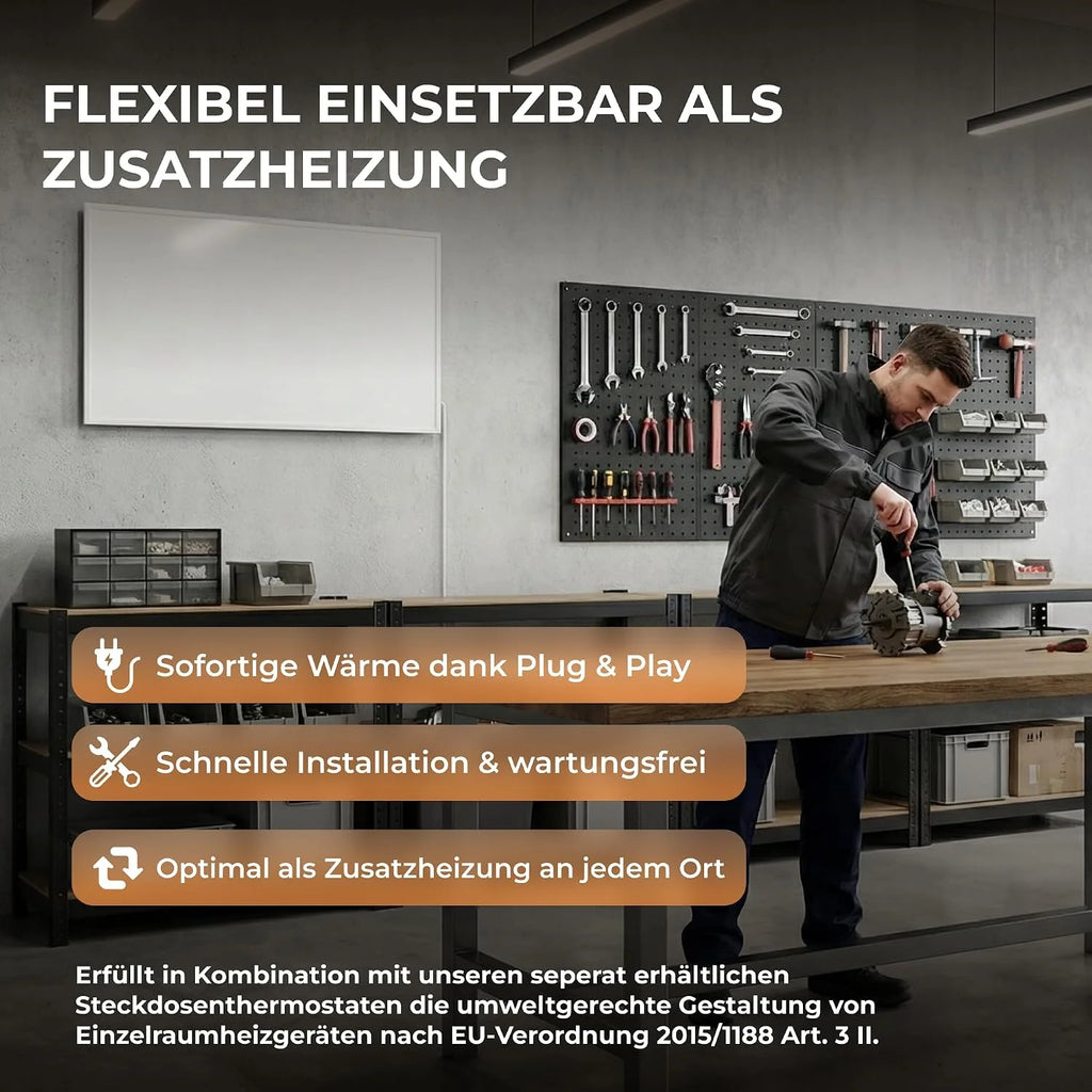 BRINGER Ogrzewanie na podczerwień - ogrzewanie elektryczne na podczerwień z ochroną przed przegrzaniem - element grzewczy CarbonCrystal - najnowsza technologia - termostat, WLAN, Smart Home
