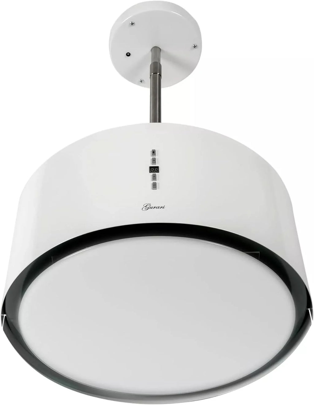 Okap wyspowy Gurari GCH I 237, okap z recyrkulacją, okap wyspowy 50 cm, okap sufitowy, 860 m³/h, biały, 3 stopnie, oświetlenie LED, timer, w zestawie zestaw do recyrkulacji