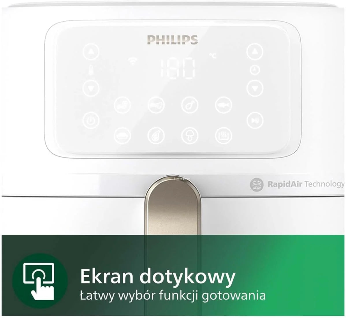 Philips Frytkownica beztłuszczowa Ovi XXL z serii 5000, 7,2 l (1,4 kg) - 6 porcji, 16 w 1, połączenie Wi-Fi, 90% mniej tłuszczu dzięki technologii Rapid Air, aplikacja HomeID. Biała (HD9285/00)
