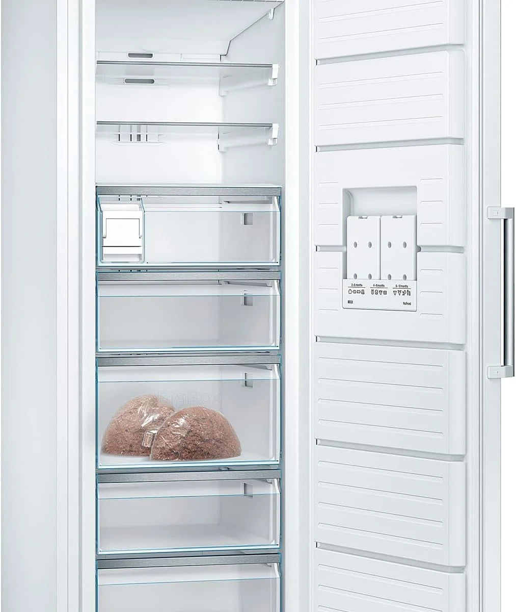 Bosch GSN58AWDP seria 6 zamrażarka XXL, 191 x 70 cm bardzo szeroka, 365 l, NoFrost nigdy więcej rozmrażania, oświetlenie LED, równomierne oświetlenie, BigBox miejsce na duże mrożonki, kolor biały