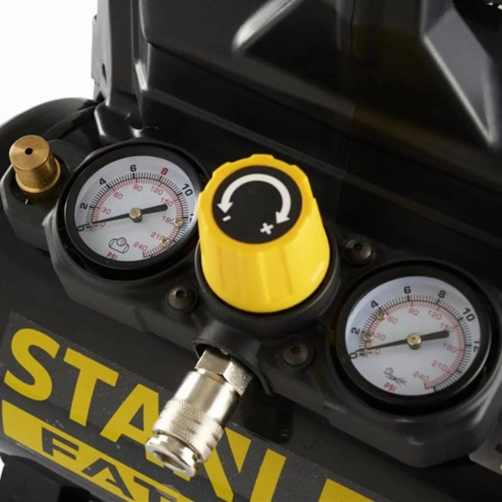 Stanley Fatmax Kompressor DST 101/8/6 FMXCM00 - Kompresor powietrza 8 bara - Cichy kompresor powietrza 59dB - Pojemność zbiornika 6 litrów - Kompresor zasilany akumulatorem 1450 obr./min
