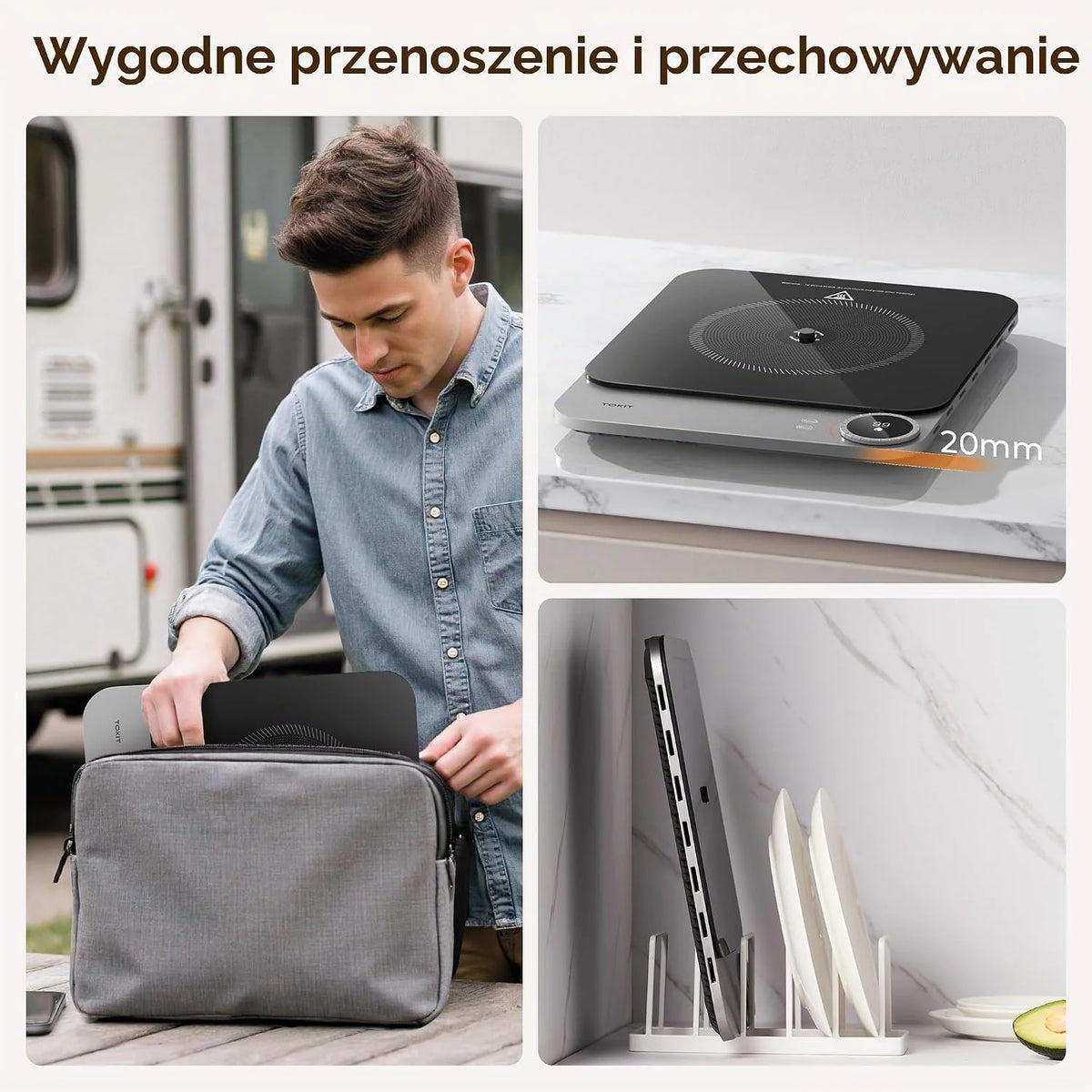 TOKIT Indukcyjna płyta grzewcza 2100 W ze sterowaniem przez aplikację, 99 poziomów mocy, ultra cienka kuchenka indukcyjna (20 mm), przenośna kuchenka indukcyjna do gotowania i biwakowania (aplikacja)