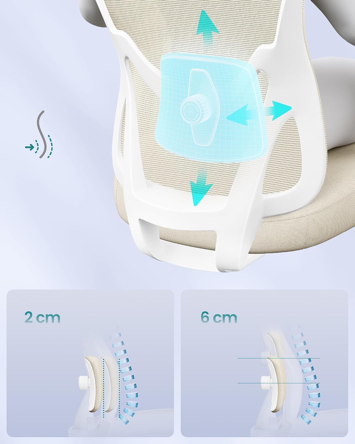 SONGMICS Ergonomiczny fotel biurowy, regulowana wysokość, udźwig do 150 kg