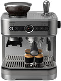 Półautomatyczny ekspres do kawy Philips Barista Brew - pojedyncze i podwójne espresso + przycisk Americano, pojemnik na kawę 250 g, skalibrowany tamper, metaliczny srebrny (PSA3218/01)