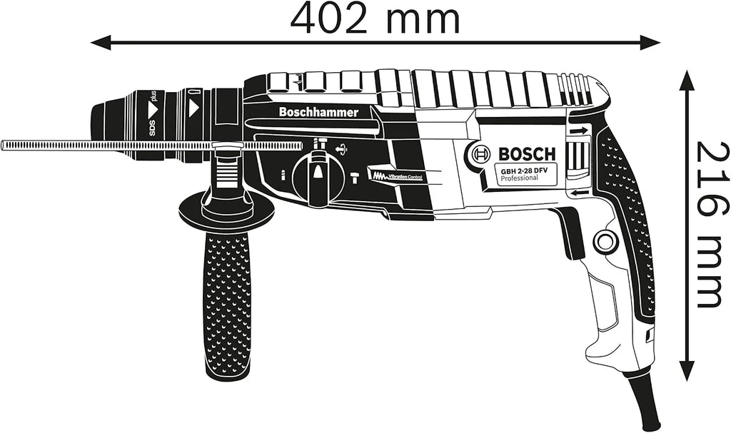 Bosch Professional: młot udarowo-obrotowy GBH 2-28 F (880 W, wymienny uchwyt SDS plus, ogranicznik głębokości, 6-częściowy zestaw wierteł i dłut, walizka L-Case) – Amazon Exclusive Set