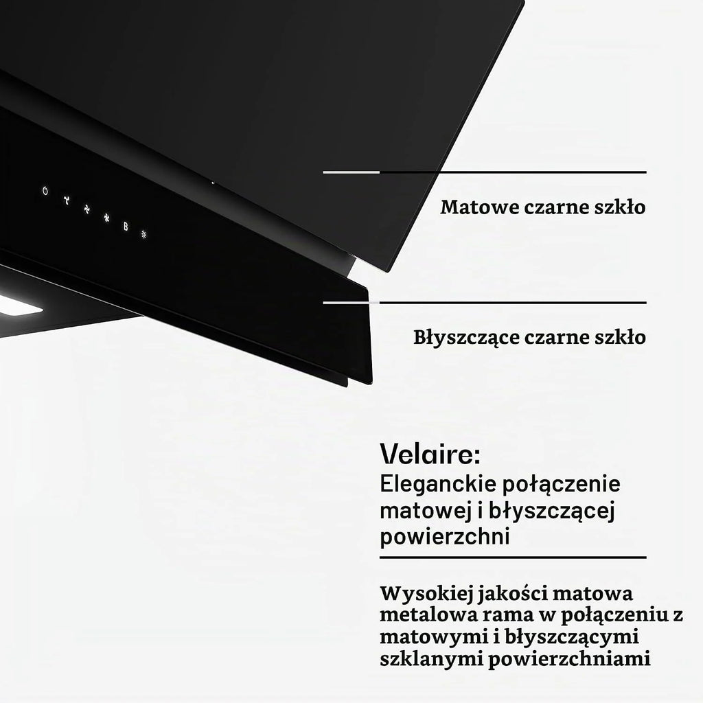 Klarstein Velaire okap kuchenny 90 cm, zwiększenie efektywności energetycznej 820 m³/h, klasa energetyczna A++, obsługa dotykowa, LED, cichy, filtr aluminiowy i z węglem aktywnym, okap kuchenny 90 cm