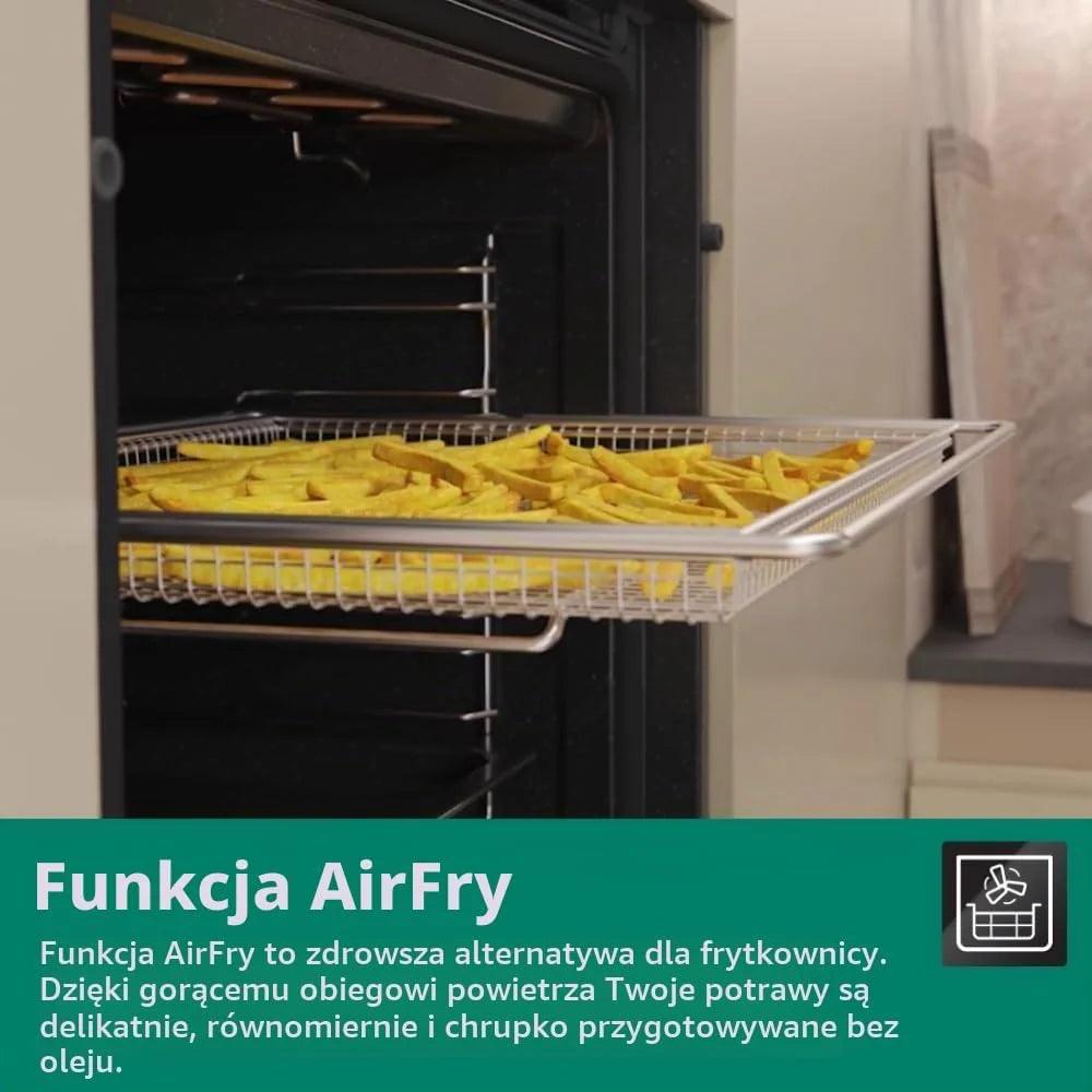 Bauknecht BBI4S8HM1SK piekarnik na gorące powietrze do zabudowy, 60 cm, 73 l/wielopoziomowe gotowanie, funkcja AirFry, moc gorącego powietrza, wysoka temperatura, funkcja pizzy, Dynamic
