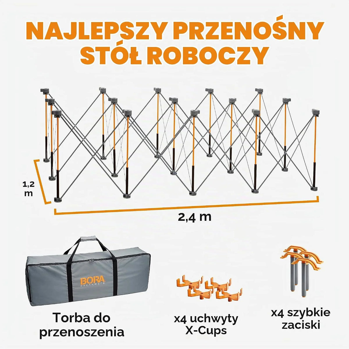 BORA Centipede CK15S składany kozioł roboczy i stół warsztatowy 122 × 244