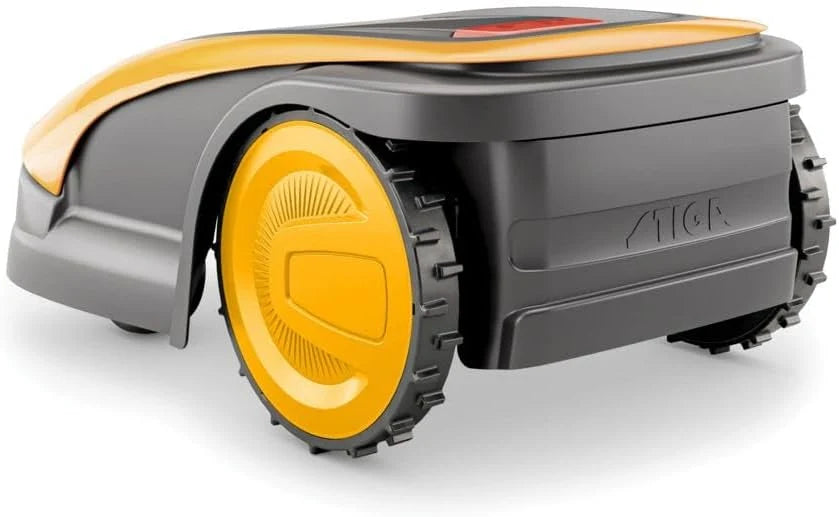 STIGA 300 akumulatorowy robot do koszenia trawy, do ogrodów do 300 m², bardzo cichy, 4 obrotowe noże, materiał mocujący, w zestawie akumulator i ładowarka