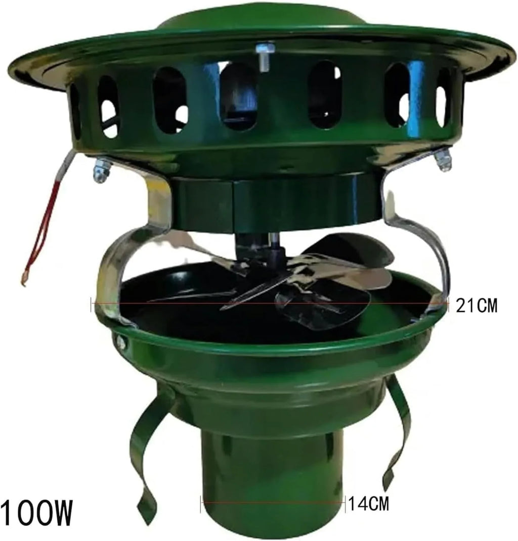 Wentylator kominkowy, elektryczny wyciągacz dymu, wentylator dachowy, odkurzacz kominkowy 100 W, 9,5 cm - 1 sztuka - 14 cm