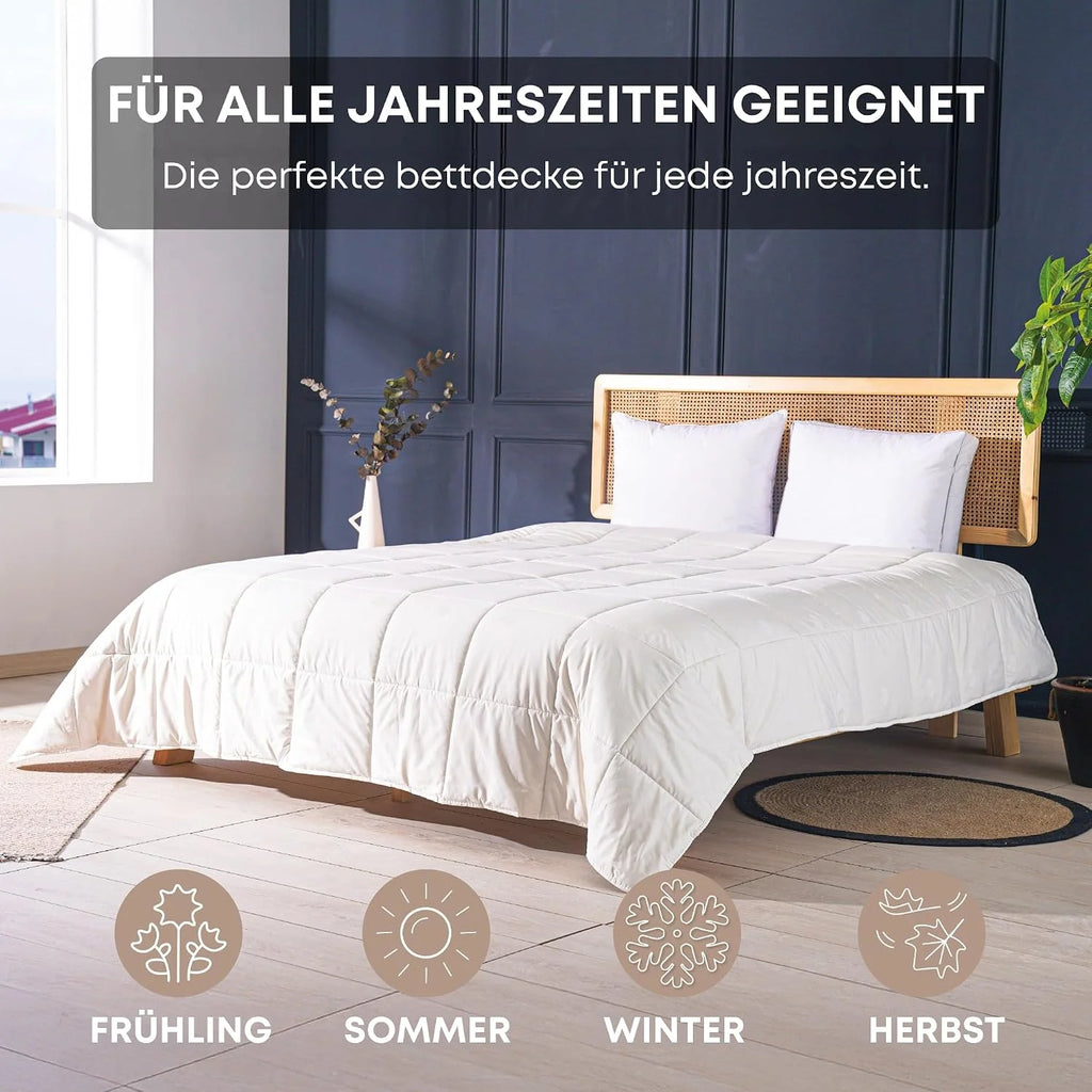 SLEEP COMFY Kołdra całoroczna 3 w 1, 100% australijska żywa wełna, przyjazna alergikom i lekka wełna, pikowana kołdra 135 x 200 cm, certyfikat Oeko-TEX