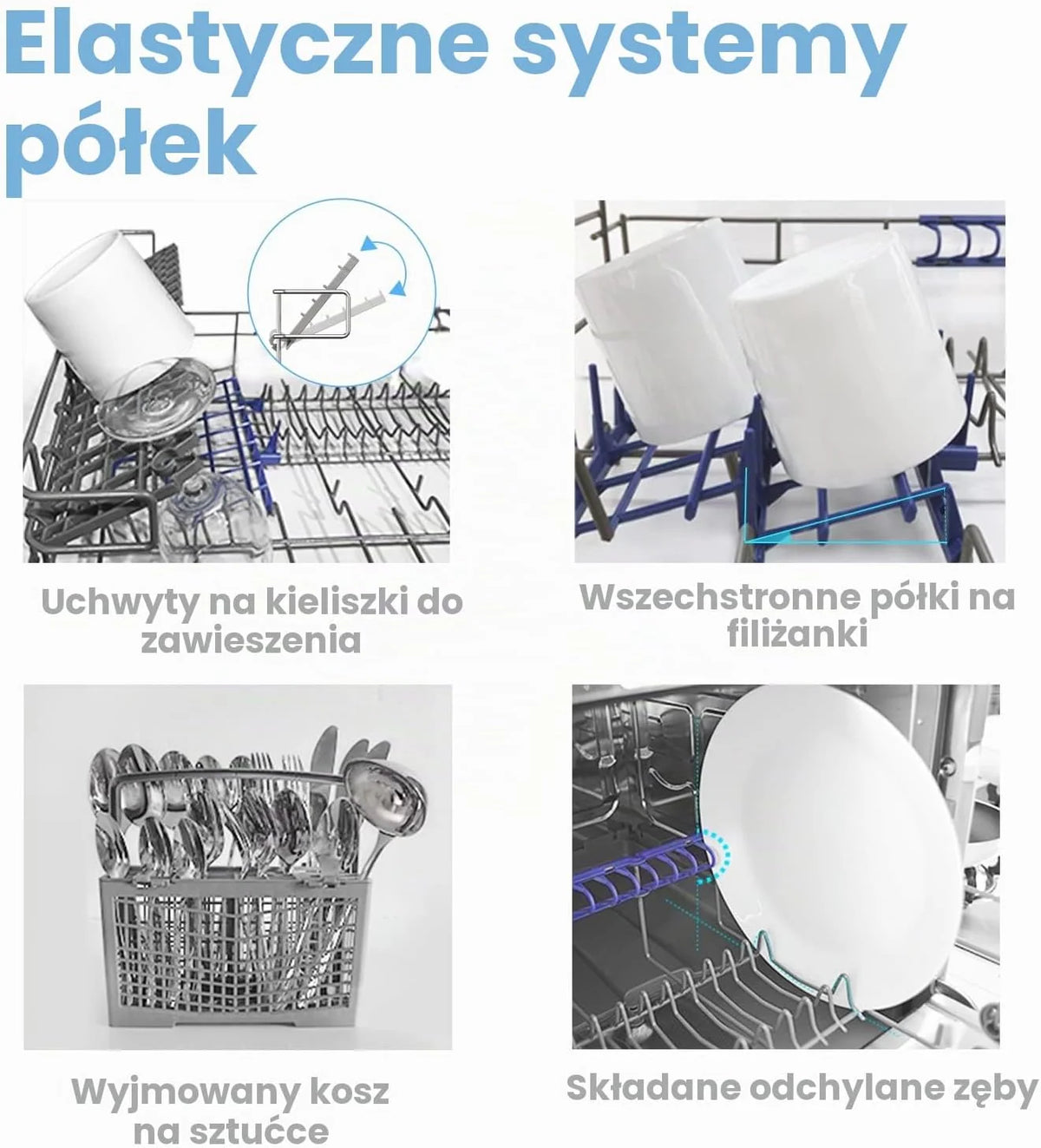 COMFEE' Kompaktowa zmywarka stołowa TD602E-S mini zmywarka z 6 pokrywkami, 6 programami, wyświetlaczem LED, opóźnionym startem i funkcją mycia w godzinach poza końcówką - srebrna