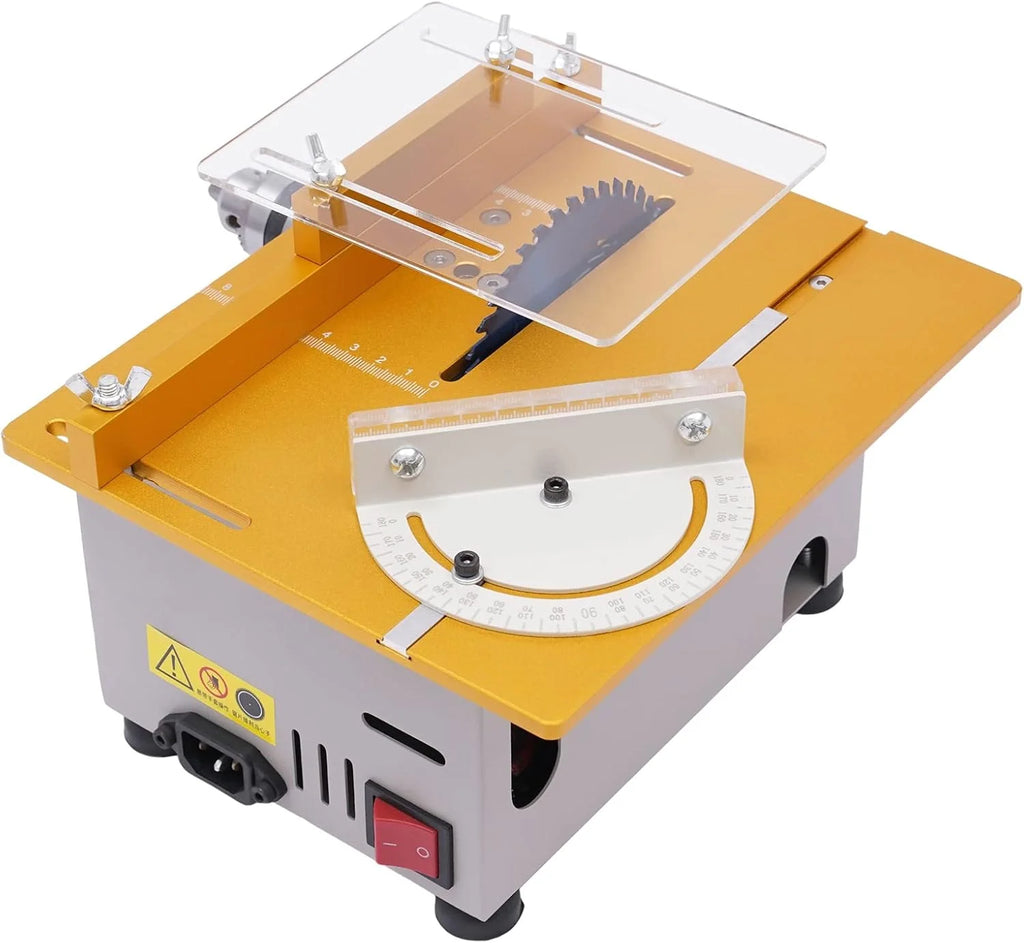 Mini stołowa pilarka tarczowa, mini piła tarczowa z 4 brzeszczotami, 300 W, mała piła stołowa, linijka 0-90°, 9000 obr./min, obróbka PCB: cięcie, szlifowanie i wiele więcej