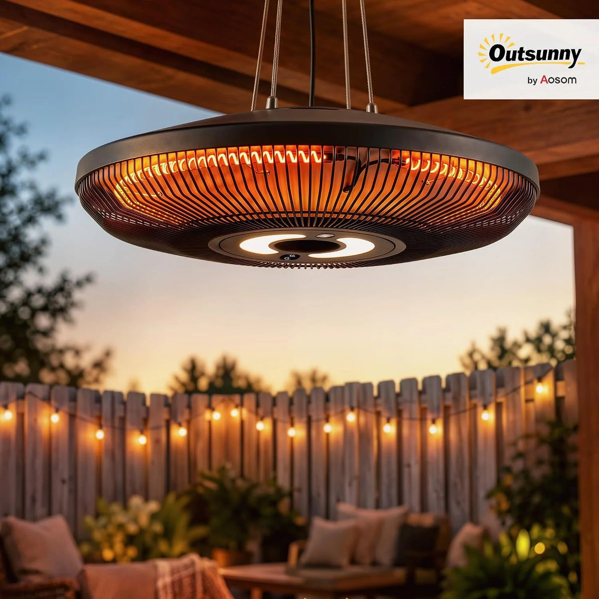 Outsunny Wiszący promiennik podczerwieni 2000 W z włókna węglowego