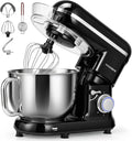 VIVOHOME Mikser Stojący 1500W, 10 Prędkości 5,7L Elektryczny Mikser Kuchenny z Głowicą Odchylaną, Mieszadłem, Hakiem do Ciasta, Trzepaczką i Separatorem Jajek, Czarny