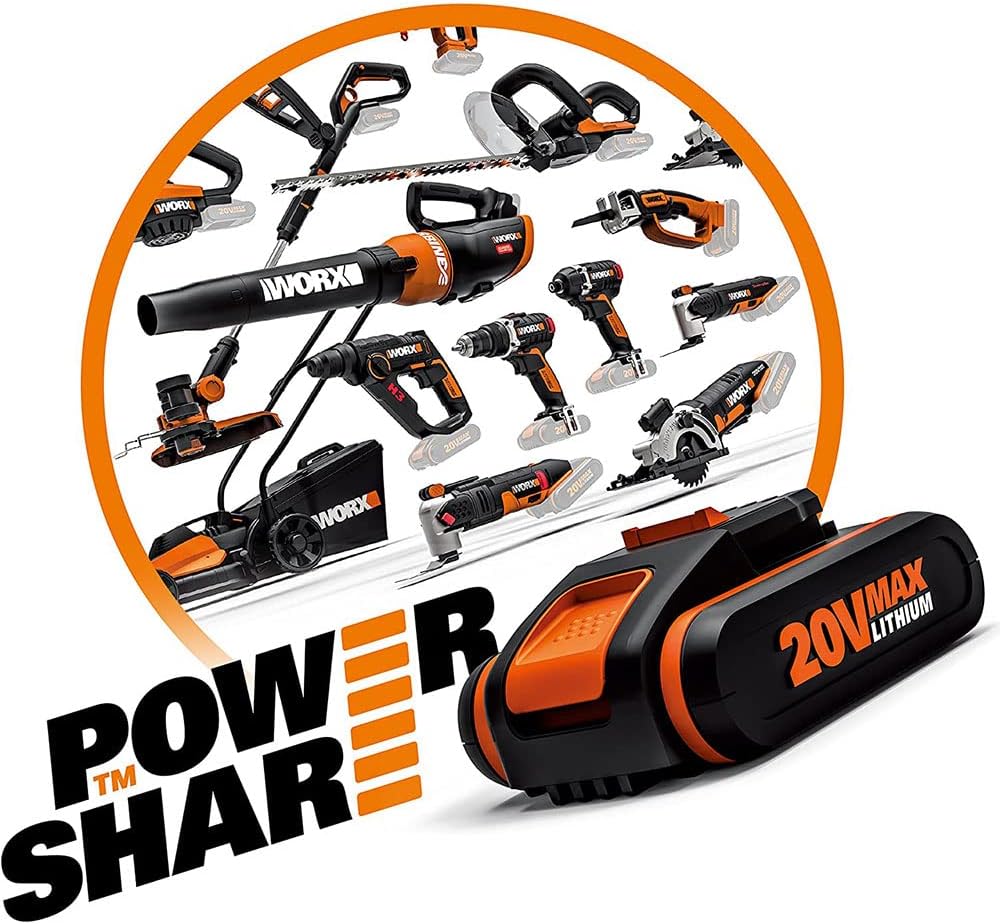 WORX Nitro WX542 akumulatorowa wyrzynarka wahadłowa 20 V, silnik bezszczotkowy, profesjonalna wyrzynarka z adapterem ssącym, idealna również do cięcia ukośnego, kompatybilna z PowerShare, z