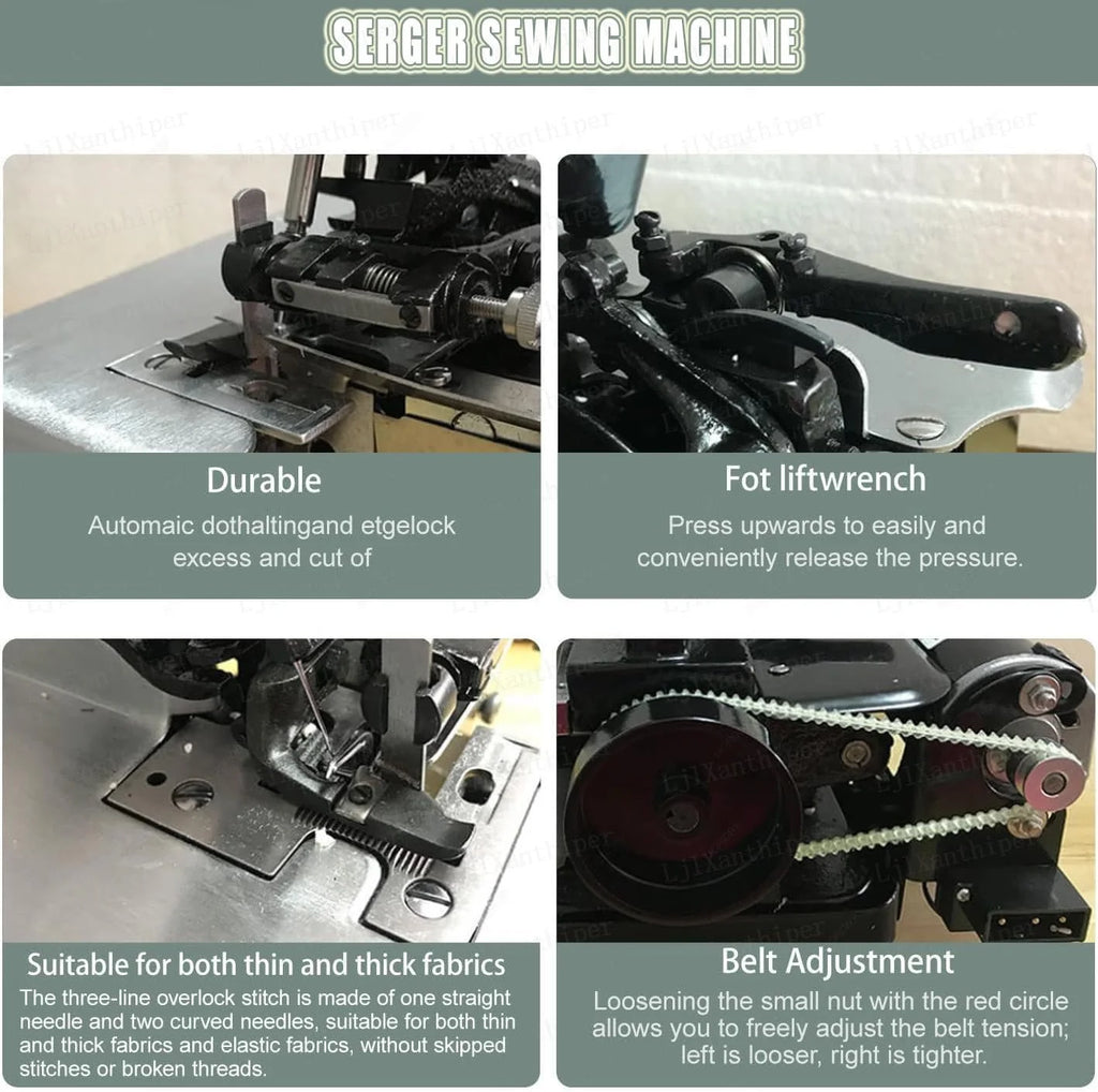 Ręczna Maszyna Do ściegu Krytego,Maszyna Do Szycia Overlock,Szybkoobrotowy Przemysłowy Overlock,Z Metalową Ramą,Obszywania I Szycia Na Tkaninach Takich Jak Dżins,Dzianiny Elastyczne