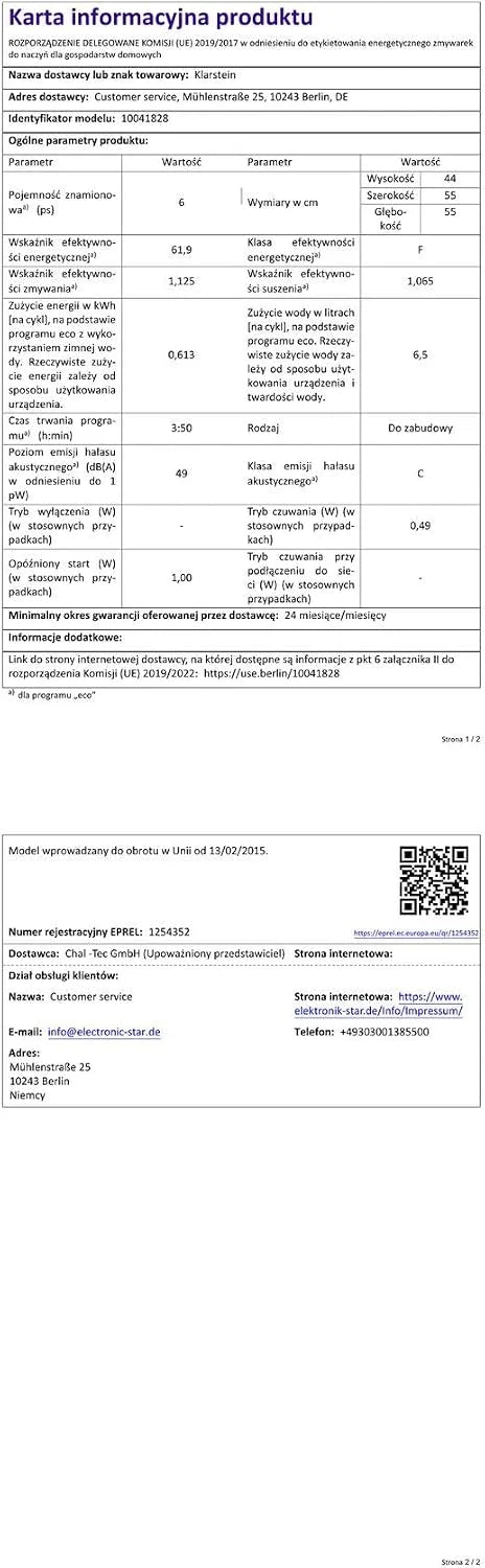 Klarstein Mini zmywarka na 6 kompletów, Cicha mała zmywarka UV z 7 programami, Mała stołowa do domu, biura i na kemping, Mini z podłączeniem do wody