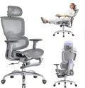 LarkLeaves Ergonomiczny Fotel Biurowy z Podnóżkiem Szary L10 Lite