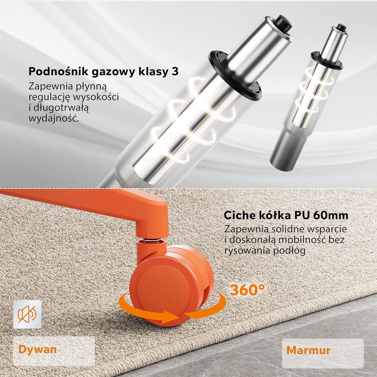 SENSE7 Fotel Biurowy Gamingowy Ergonomiczny Krzesło Obrotowe Biurowe Regulowany dla Home Office Graczy 150kg Oddychająca Tkanina Regulowany Zagłówek z Podparciem Podłokietnikami 3D - MOYO Pomarańcz